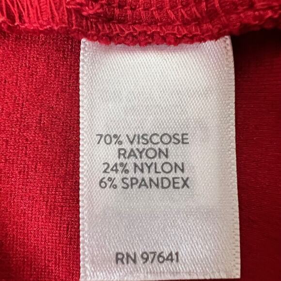 J Jill Womens Ponte Knit Dress XL Tall Red 3/4 Sleeve Bell Cuffs Pockets - Picture 7 of 8